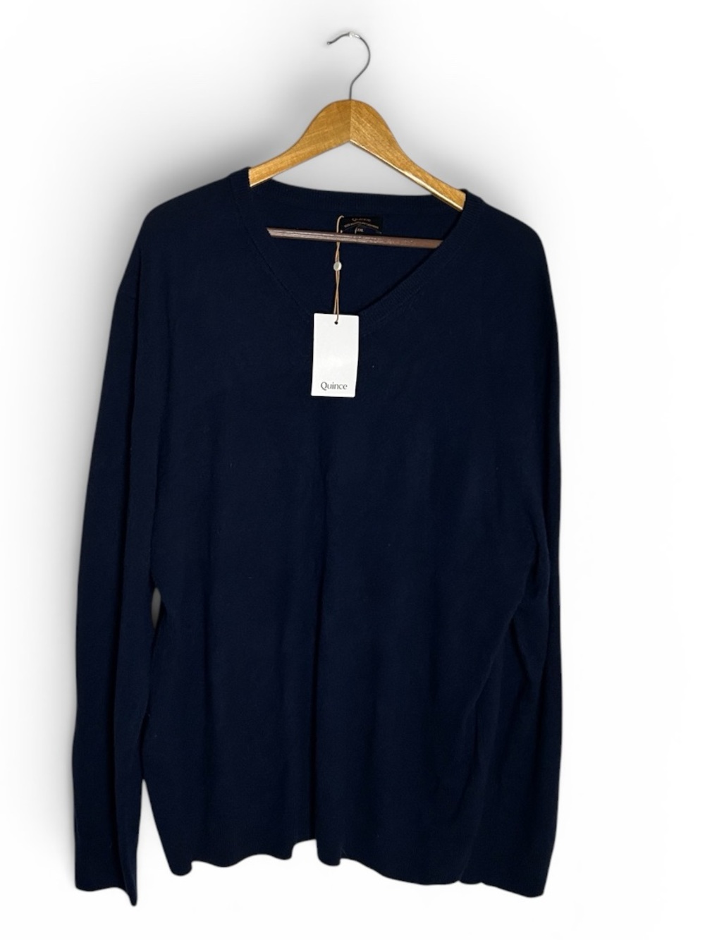 NWT Quince True Navy Mongolian Cashmere V-Neck Sweater Size XXL - Picture 3 of 7